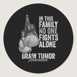 Brain Tumor Awareness Month Boxing Gloves Gray Can Classic Round Sticker