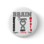 Brain Tumor Awareness Month Heart Ribbon Button