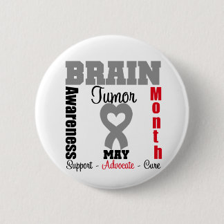 Brain Tumor Awareness Month Heart Ribbon Button
