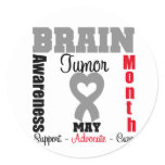 Brain Tumor Awareness Month Heart Ribbon Classic Round Sticker