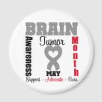 Brain Tumor Awareness Month Heart Ribbon Magnet