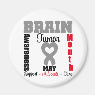 Brain Tumor Awareness Month Heart Ribbon Magnet