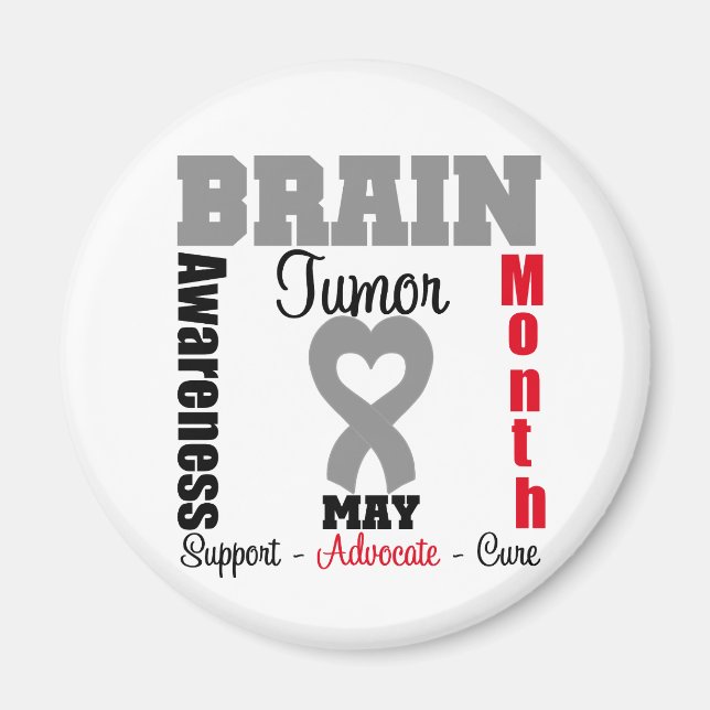 Brain Tumor Awareness Month Heart Ribbon Magnet (Front)