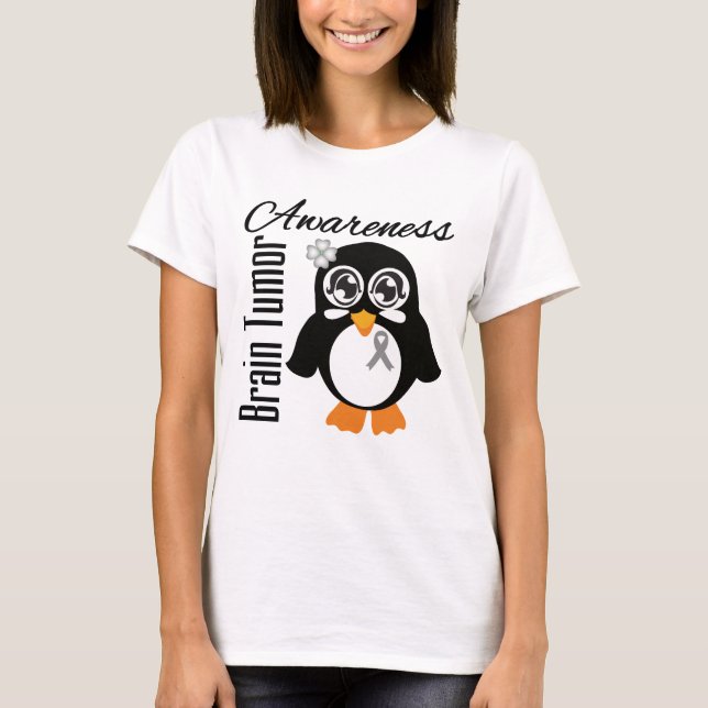 Brain Tumor Awareness Penguin T-Shirt (Front)