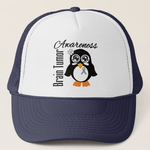 Brain Tumor Awareness Penguin Trucker Hat