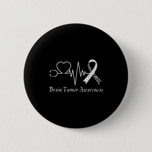 Brain tumor awareness ribbon in may wear gray button