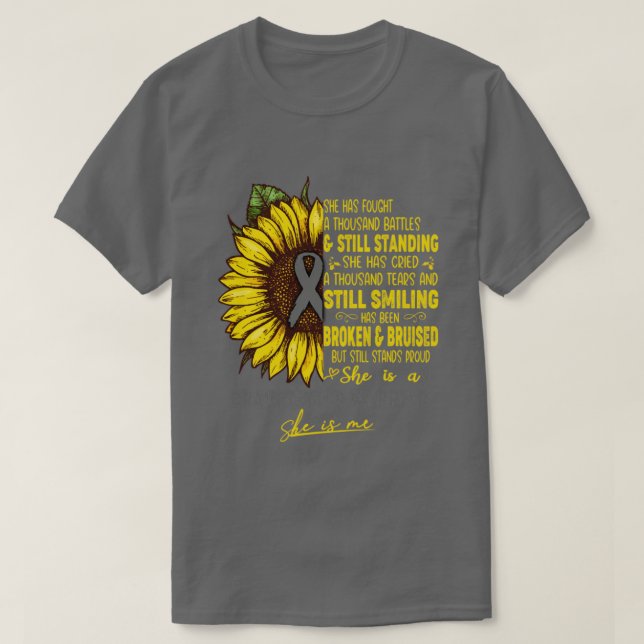 Brain Tumor Awareness She is A Brain Tumor Warrior T-Shirt (Design Front)