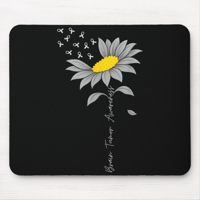 Brain tumor awareness sunflower gray ribbon brain mouse pad (Front)