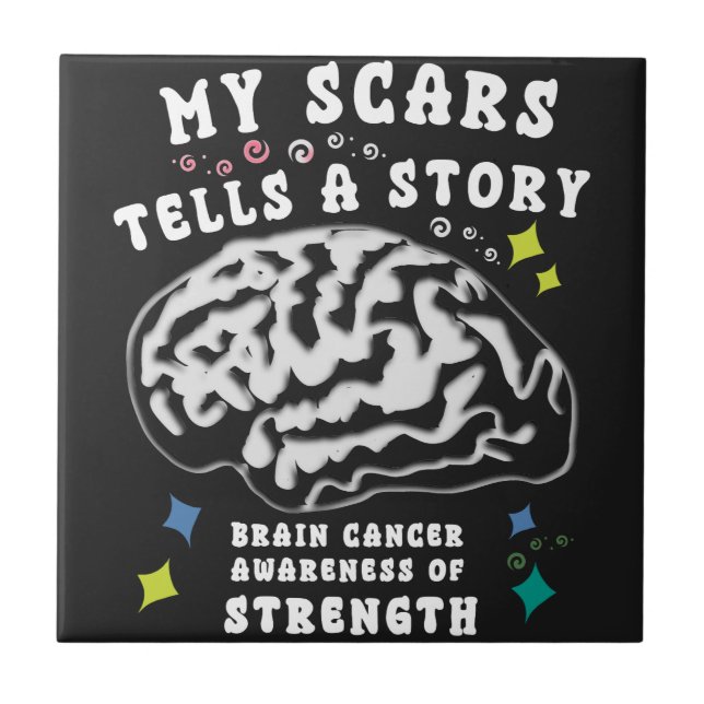 Brain tumor awareness, warrior, brain tumor ceramic tile (Front)