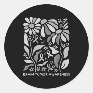 Brain tumor awareness wear gray in may strong classic round sticker