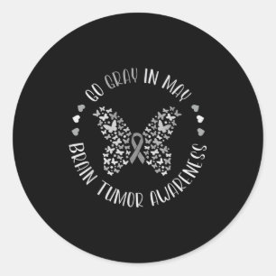 Brain tumor awareness wear gray in may strong classic round sticker