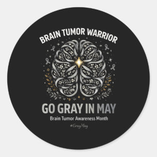 Brain tumor awareness wear gray in may strong classic round sticker