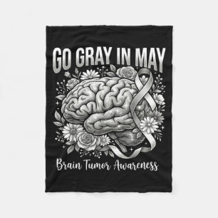 Brain tumor awareness wear gray in may strong fleece blanket