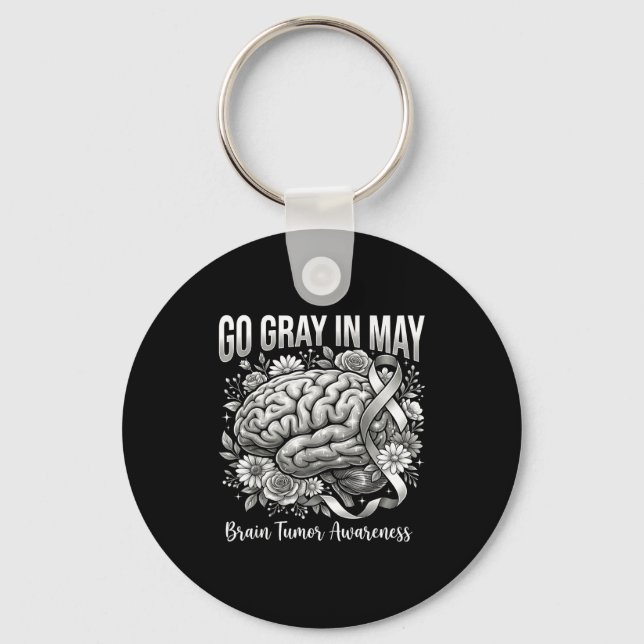 Brain tumor awareness wear gray in may strong keychain (Front)