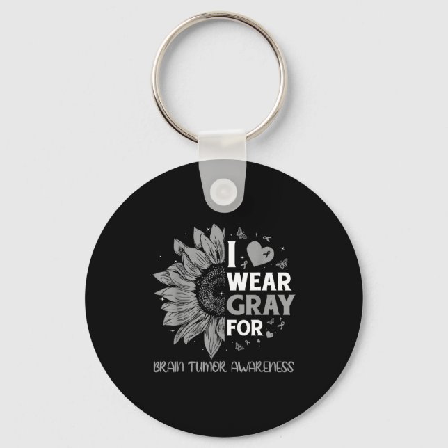 Brain tumor awareness wear gray in may strong keychain (Front)
