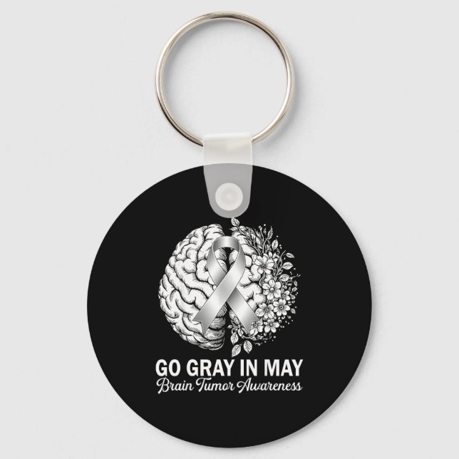 Brain tumor awareness wear gray in may strong keychain (Front)