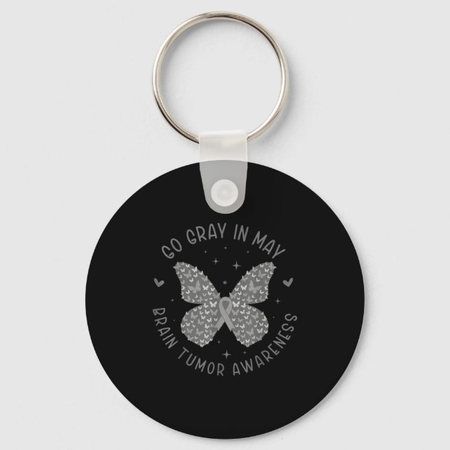 Brain tumor awareness wear gray in may strong keychain (Front)
