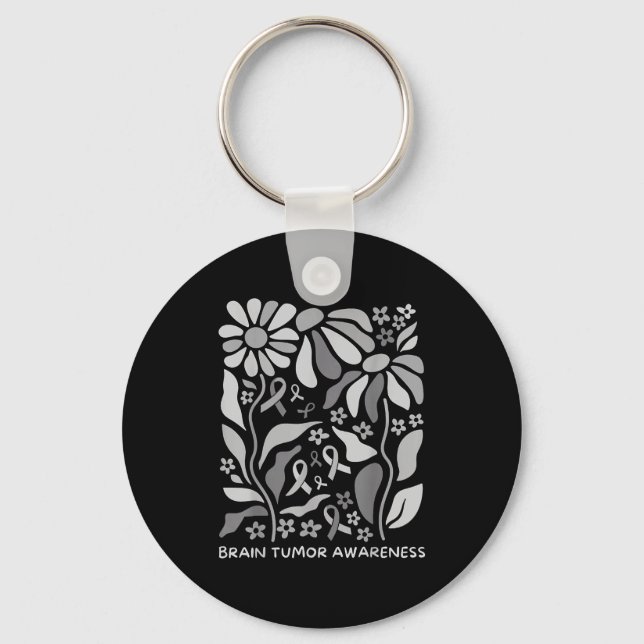 Brain tumor awareness wear gray in may strong keychain (Front)