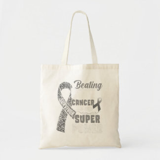 Brain Tumor Cancer Awareness Survivor Grey Ribbon  Tote Bag