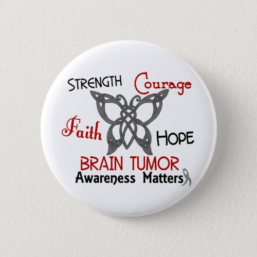 Brain Tumor Celtic Butterfly 3 Pinback Button