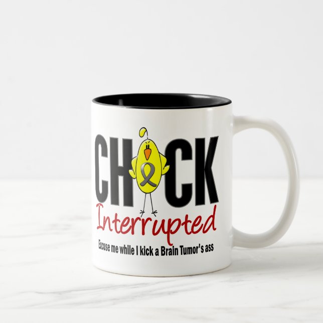 Brain Tumor Chick Interrupted Two-Tone Coffee Mug (Right)
