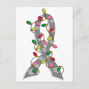 Brain Tumor Christmas Lights Ribbon Holiday Postcard