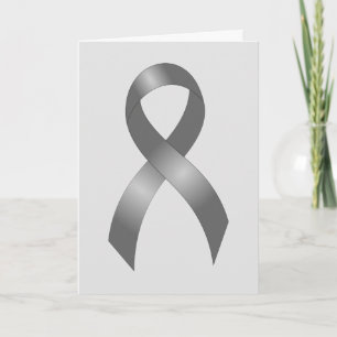 Brain Tumor Diabetes Grey Ribbon Letterpress Thank You Card