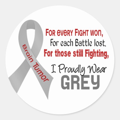 Brain Tumor For EveryI Proudly Wear Grey 1 Classic Round Sticker