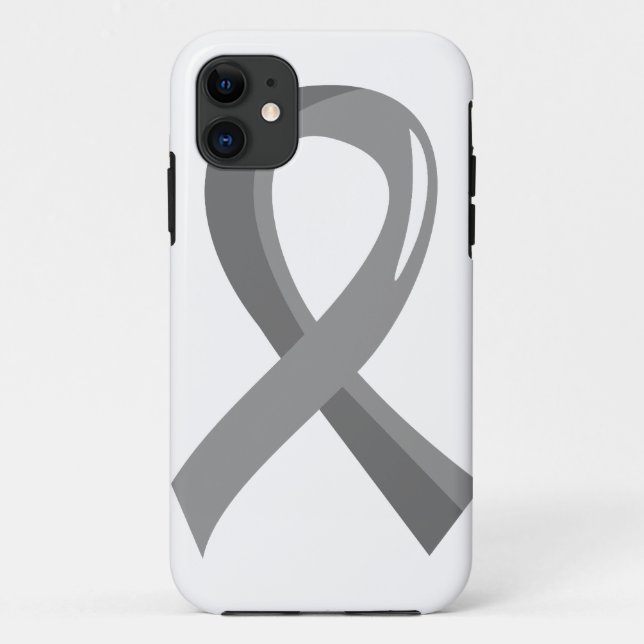 Brain Tumor Grey Ribbon 3 Case-Mate iPhone Case (Back)