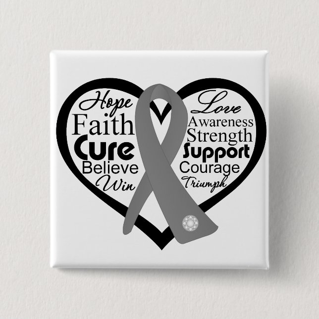 Brain Tumor Heart Ribbon Collage Button (Front)