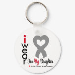 Brain Tumor I Wear Gray Ribbon For My Daughter Keychain