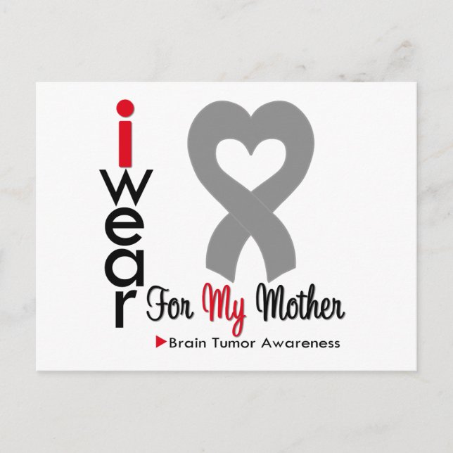 Brain Tumor I Wear Gray Ribbon For My Mother Postcard (Front)