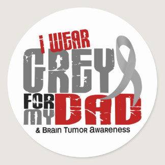 Brain Tumor I Wear Grey For My Dad 6.2 Classic Round Sticker