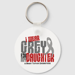 Brain Tumor I Wear Grey For My Daughter 6.2 Keychain