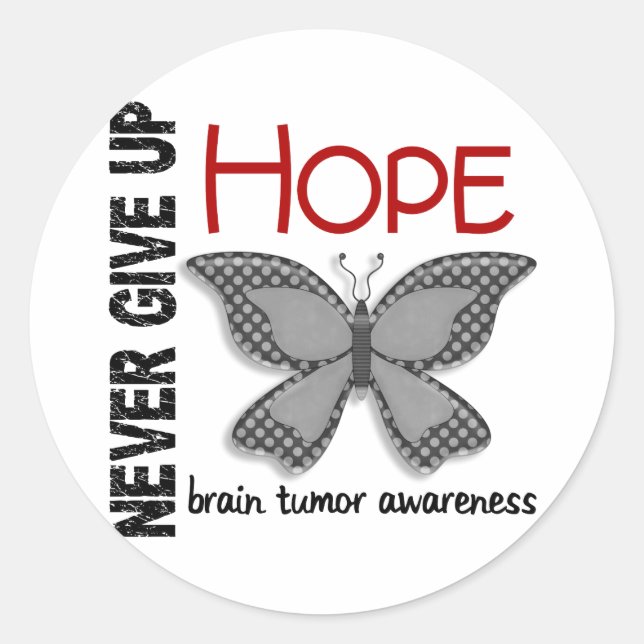 Brain Tumor Never Give Up Hope Butterfly 4.1 Classic Round Sticker (Front)