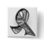Brain Tumor Slogan Watermark Ribbon Pinback Button