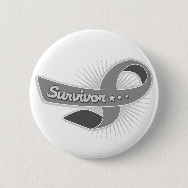 Brain Tumor Survivor Ribbon Pinback Button (Front)