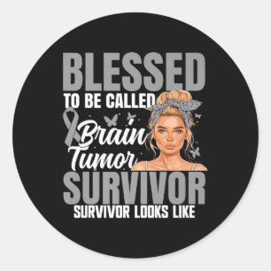 Brain Tumor Survivor Women Glioblastoma Awareness Classic Round Sticker