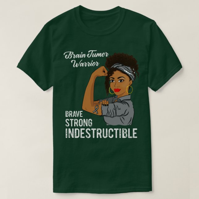Brain Tumor Warrior Indestructible Survivor Awaren T-Shirt (Design Front)