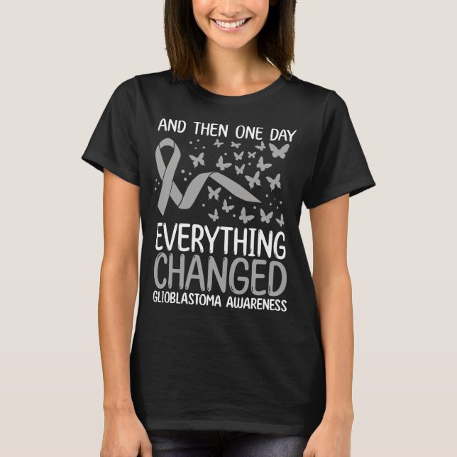 Brain Tumor Warrior Ribbon Glioblastoma Awareness T-Shirt (Front)