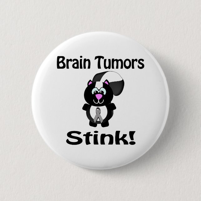 Brain Tumors Stink Skunk Awareness Design Pinback Button (Front)