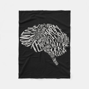 Brain Typography Rn Neuroscience Nurse Neurologist Fleece Blanket