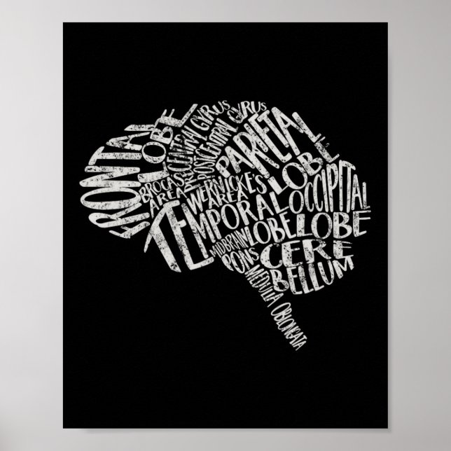 Brain Typography Rn Neuroscience Nurse Neurologist Poster (Front)