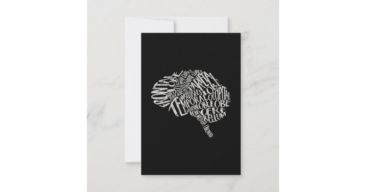 Brain Typography Rn Neuroscience Thank You Card Zazzle