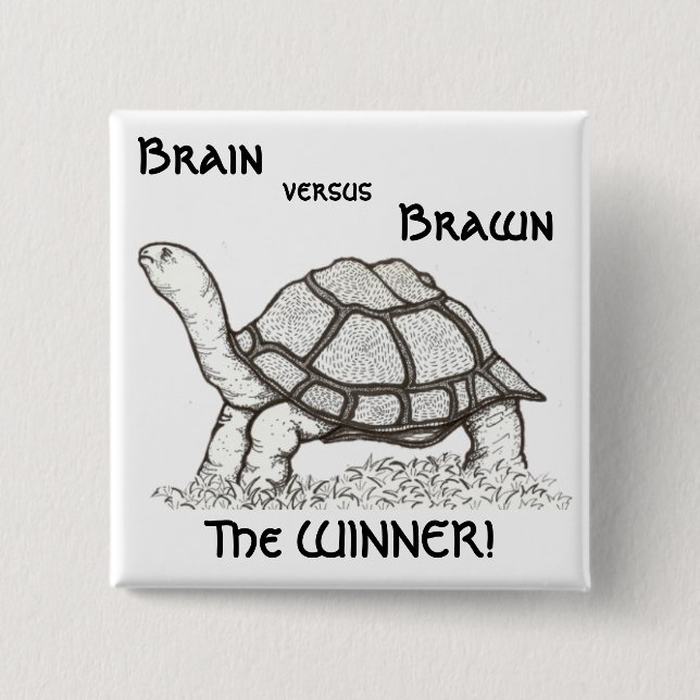Brain vs. Brawn Badge Pinback Button (Front)