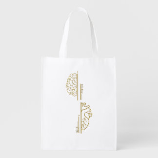 Brain vs Heart Minimalist Line Art Grocery Bag