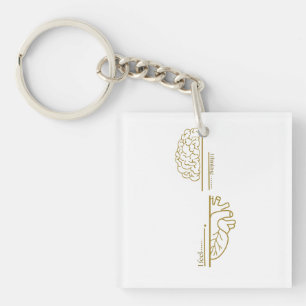 Brain vs Heart Minimalist Line Art Keychain