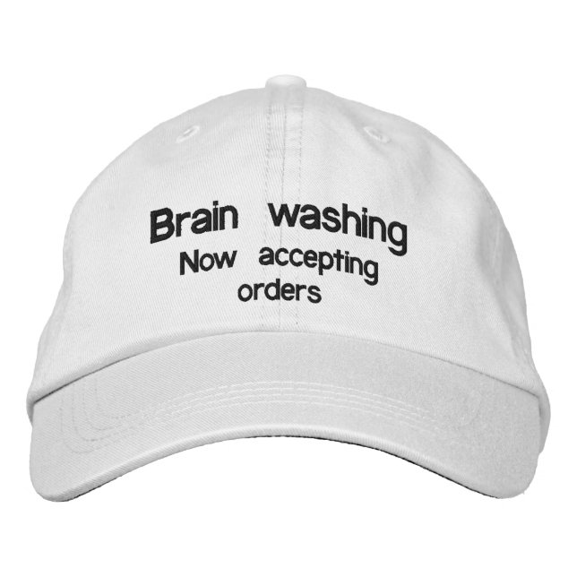 Brain washing joke embroidered baseball cap (Front)