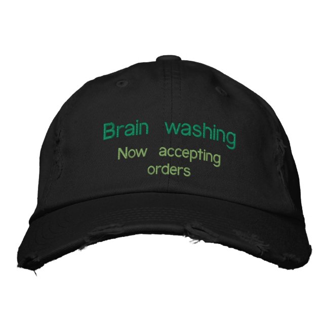 Brain washing worker embroidered baseball cap (Front)
