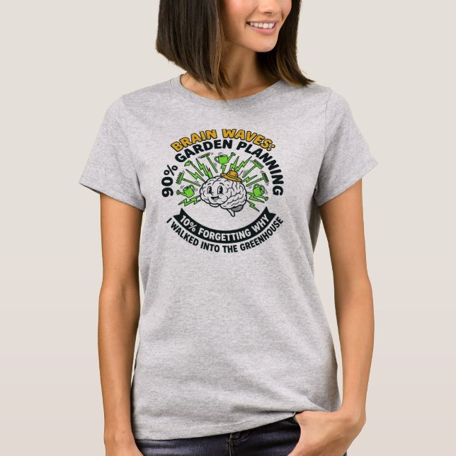 Brain Waves 90 Garden Planning Funny Retro T-Shirt (Front)